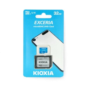 Карта пам'яті Kioxia Exceria microSD 32GB 100MB/s M203 UHS-I U1 Class 10 з адаптером