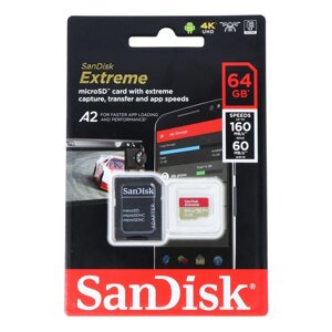 Карта пам'яті SanDisk Extreme microSDXC 64 ГБ 160 МБ/с UHS-I класу U3 з адаптером