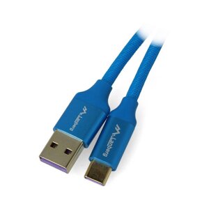 Кабель Lanberg USB A 2.0 - USB C, синє обплетення 5A - 0,5 м