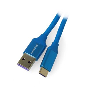 Кабель Lanberg USB A 2.0 - USB C, синє обплетення 5A - 1м