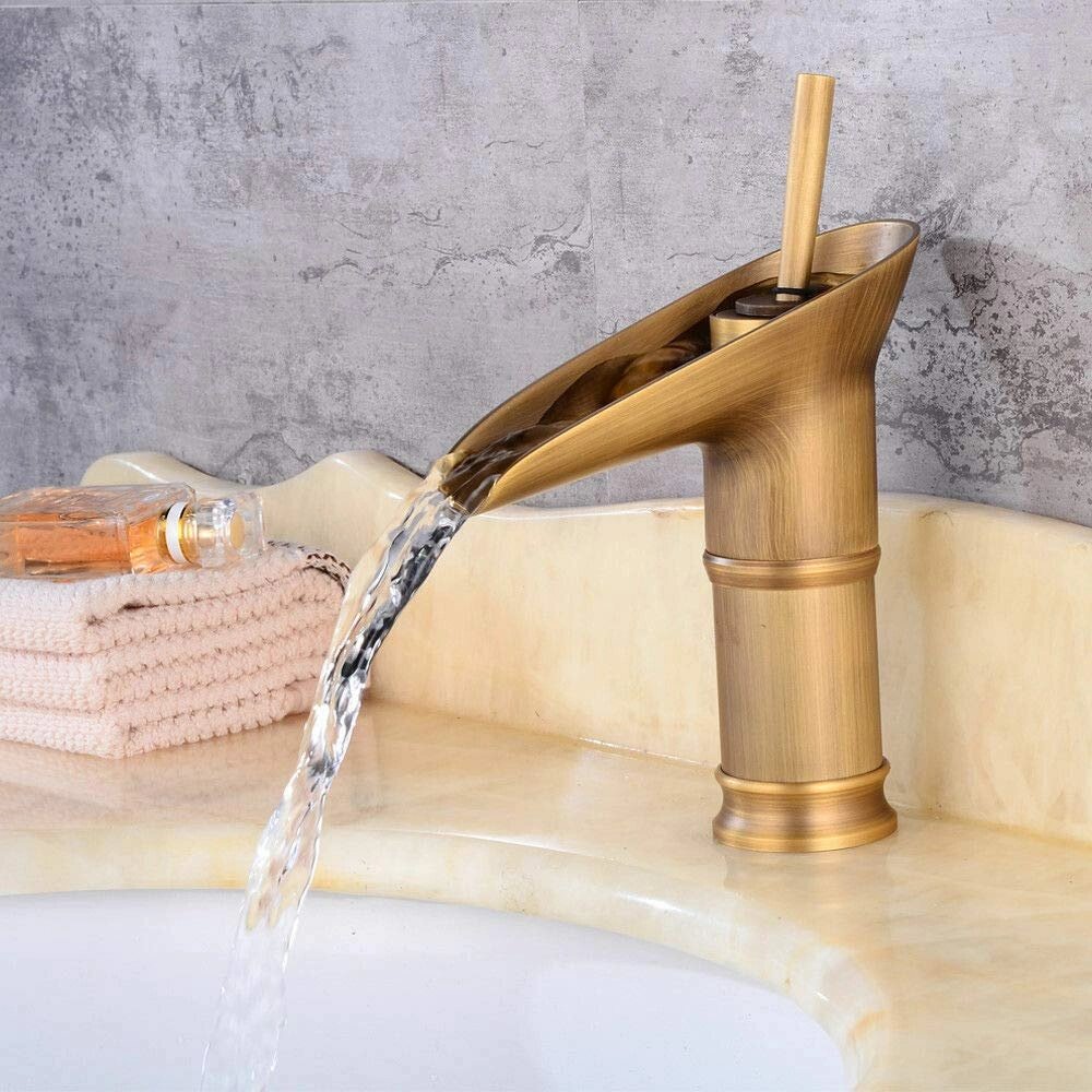Латунний змішувач для умивальника водоспад ретро-ванни з одним важелем від компанії магазин Апельсин - фото 1