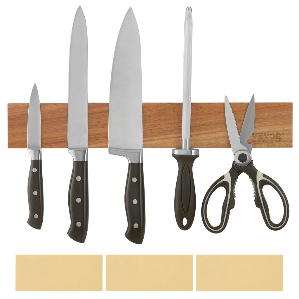 Магнітний тримач для зберігання ножів VEVOR 16 настінний настінний тримач для ножів з дерева акації від компанії магазин Апельсин - фото 1