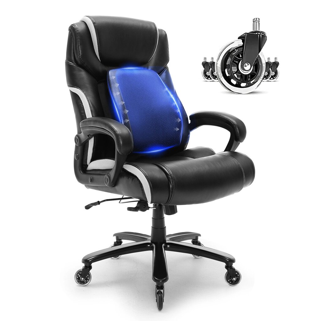 Офісне крісло VEVOR крісло керівника зі шкіри PU чорного кольору з регульованою по висоті спинкою 0-80 мм, обертовий від компанії магазин Апельсин - фото 1