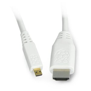 MicroHDMI - HDMI кабель T7689AX - оригінальний для Raspberry Pi 4 - 1 м - білий