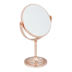 Кругле Косметичне дзеркало зі збільшенням на підставці, мідь, пластик / скло / залізо, 27,5 x 18 x 10,5 см