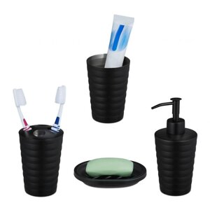 Набір для ванної кімнати з 4 предметів з нержавіючої сталі чорного кольору