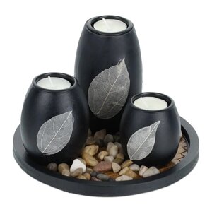 Тримач для чайної лампи з піддоном і камінцями