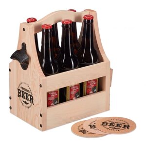 Дерев'яна підставка для пива з відкривачкою