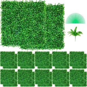 VEVOR Штучна рослинна стіна 24 шт 10 х 10 дюймів, приватна огорожа штучна зелена, штучний самшит PE, екран