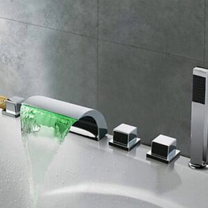 Світлодіодний змішувач для ванни Елегантний водоспадний змішувач для наповнювача носика раковини Змішувач для ручного