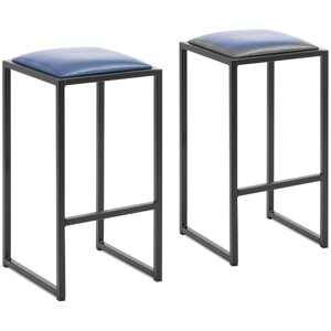 Барний стілець - набір з 2 - чорний/синій - з оббивкою - Royal Catering