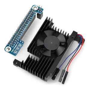 Все-в-одному - вентилятор з радіатором - алюмінієвий - з ШІМ-керуванням + адаптер - для Raspberry Pi 4B - Waveshare