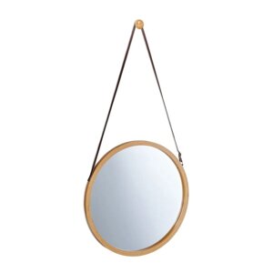 Підвісне дзеркало кругле з бамбуковою рамою