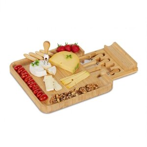 Бамбукова сирна дошка з набором столових приборів з 4-х предметів