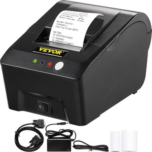 Термопринтер VEVOR 12 В 2 А принтер етикеток портативний принтер чеків принтер чеків 58 мм чорний 384 крапки/лінія