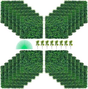 VEVOR Штучна рослинна стіна 24 шт 20 х 20 дюймів, приватна огорожа штучна зелена, штучний самшит PE, екран