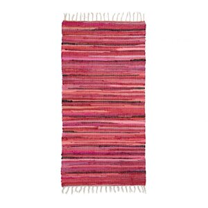 Декоративний різнокольоровий килим з бахромою з бавовни та поліестеру ручної роботи
