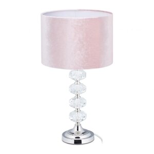 Настільна лампа Кришталь та оксамит у рожевому кольорі