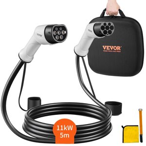 Зарядний кабель VEVOR тип 2 для електромобілів та гібридів 11кВт довжина кабелю 5м 3-фазний 380В