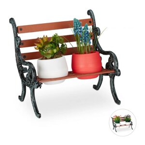 Декоративна міні-лавка для квіткових горщиків тераси і балкона, чавун / дерево