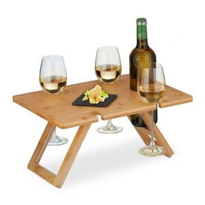 Квадратний бамбуковий винний стіл для пікніка