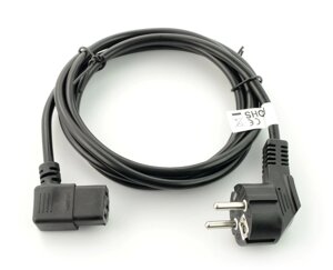 Мережевий кабель IEC 1.8м VDE кутовий - чорний