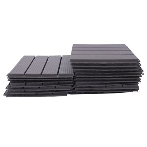 22 шт. дерев'яно-пластикова композитна терасна плитка, 30,5 х 30,5 см, дерев'яні дошки, балконна плитка
