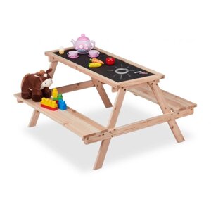 Комплект дитячих меблів з лавок і столу з крейдяною дошкою для ігор і занять, ялинова деревина