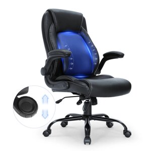 Офісне крісло VEVOR Стілець для керівника зі шкіри PU чорний з регулюванням висоти 0-100 мм, настільний поворотний