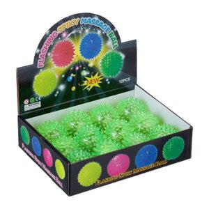 Набір світлодіодних кульок-їжачків 12 штук зеленого кольору