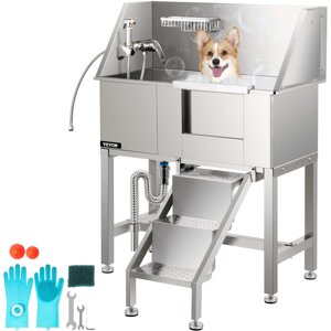 Ванна для догляду за тваринами VEVOR 201 ванна для собак з нержавіючої сталі макс. 90,7 кг вантажопідйомність ванна для