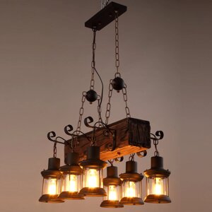 Підвісний світильник Вінтажна дерев'яна підвісна лампа Промислові стельові світильники Світильники