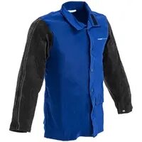 Зварювальна куртка з бавовняного атласу / коров'ячої розщепленої шкіри - розмір XL - чорний / синій