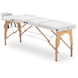 Масажний стіл складаний - надширокий (70 см) - нахилена підставка для ніг - дерево бук - білий