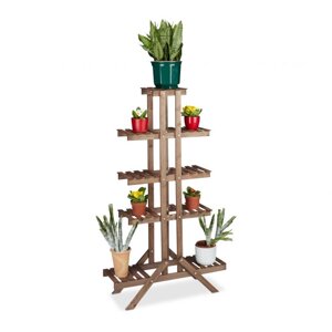 Дерев'яна декоративна підставка-сходи для рослин на 5 рівнів, 9 полиць
