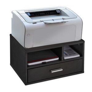 Настільна полиця для зберігання принтера і канцелярії з 3 відділеннями, ДСП, чорний