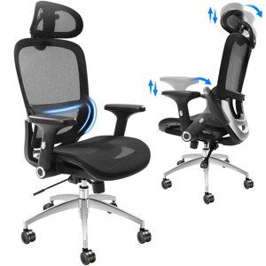 Офісний стілець VEVOR Ергономічний, настільний стілець з регульованим підголовником 80 мм, з підлокітниками з