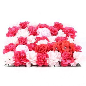 6 шт. красиві штучні квіти колона троянда настінна тарілка весільна, червоний мікс білий (40 х 60 см)
