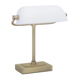 Банкірська лампа з білим скляним плафоном