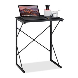 Компактний комп'ютерний стіл, МДФ / метал / ПВХ, чорний, 75 x 60 x 40 см