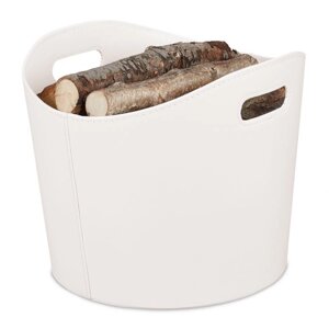 Кремовий білий дерев'яний кошик зі штучної шкіри