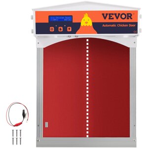 Автоматичні двері для курників VEVOR з оцинкованого заліза/ABS Автоматичний відкривач дверей курника Червоний відкривач
