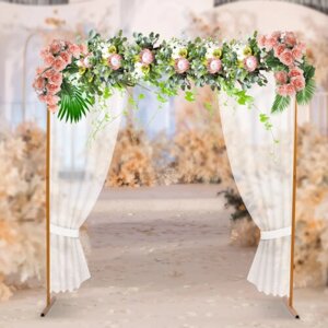 Металева збірна квадратна арка для декору весіль, урочистостей та фотостудій квітами, рослинами, кулями, золото, 2х2 м