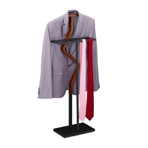 Сучасна елегантна вішалка для костюмів на стійці, метал / дерево, 106,5 x 45,5 x 20 см, Чорний / коричневий