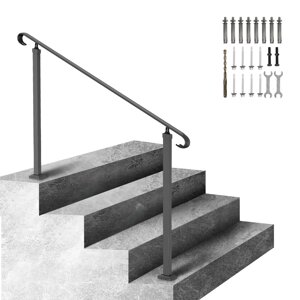 Перила для сходів VEVOR 140x13,5x97 см висота перил (до 48 см) кут нахилу (0-52,8°) регульовані вхідні перила залізні