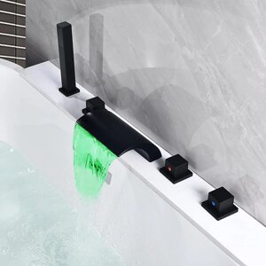 5 одиниць змішувача для ванни з водоспадом зі світлодіодним світлом чорний висувний висувний шланг для ручного душу