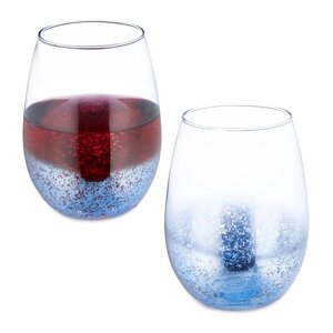 Келихи для вина без ніжки набір з 2 блакитних