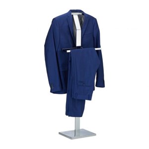 Сучасна елегантна вішалка для костюмів на 2 штангах, метал / Деревина горіха, 110 x 46 x 19 см Срібло Хром