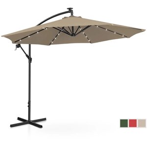 Світлофорна парасолька зі світлодіодом - сіро-коричнева - кругла - Ø 300 см - з можливістю нахилу