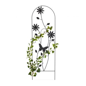Металева опора з орнаментом для витких рослин балкона або саду, чорний, 120х40х1 см